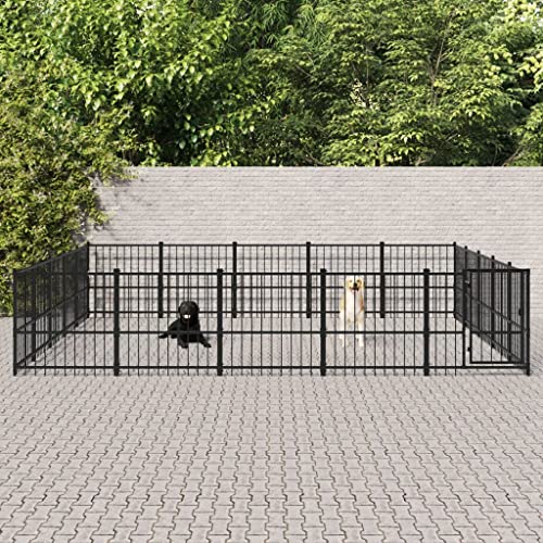 Hundehütte für den Außenbereich, Laufstall für Hunde, Welpen, Hundehütte für den Außenbereich, Stahl, 23,52 m² von Keyur