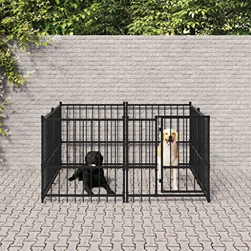 Hundehütte für den Außenbereich, Laufstall für Hunde, Welpen, Hundehütte für den Außenbereich, Stahl, 3,75 m² von Keyur