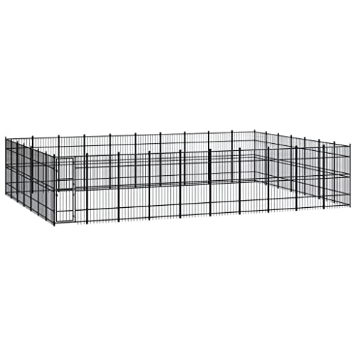 Hundehütte für den Außenbereich, Laufstall für Hunde, Welpen, Hundehütte für den Außenbereich, Stahl, 64,51 m² von Keyur