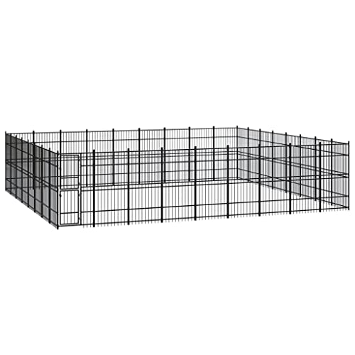Hundehütte für den Außenbereich, Laufstall für Hunde, Welpen, Hundehütte für den Außenbereich, Stahl, 66,36 m² von Keyur