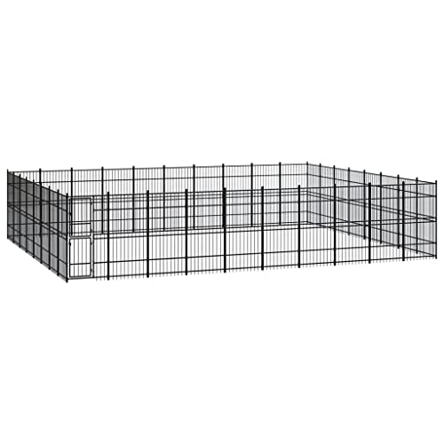 Hundehütte für den Außenbereich, Laufstall für Hunde, Welpen, Hundehütte für den Außenbereich, Stahl, 73,73 m² von Keyur