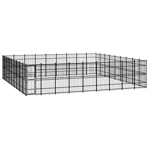 Hundehütte für den Außenbereich, Laufstall für Hunde, Welpen, Hundehütte für den Außenbereich, Stahl, 74,65 m² von Keyur