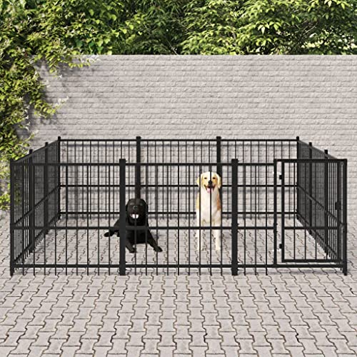 Hundehütte für den Außenbereich, Laufstall für Hunde, Welpen, Hundehütte für den Außenbereich, Stahl, 8,47 m² von Keyur