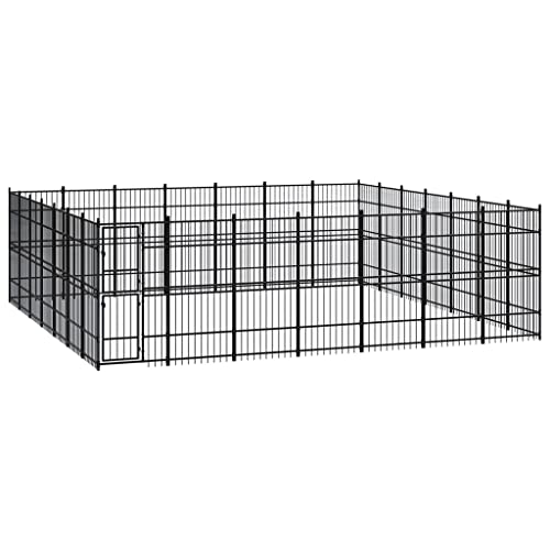Hundehütte für den Außenbereich, Laufstall für Hunde, Welpen, Käfig für Haustiere, Zwinger für den Außenbereich, Stahl, 45,16 m² von Keyur