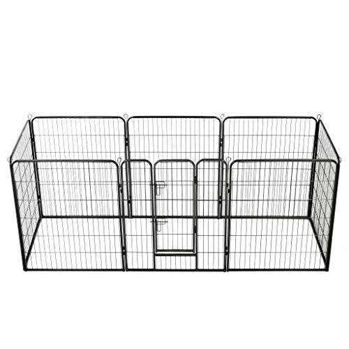 Keyur Hunde-Laufstall, Hunde-Laufstall, Haustier-Laufstall, 8 Paneele, Stahl, 80x100 cm, Schwarz von Keyur