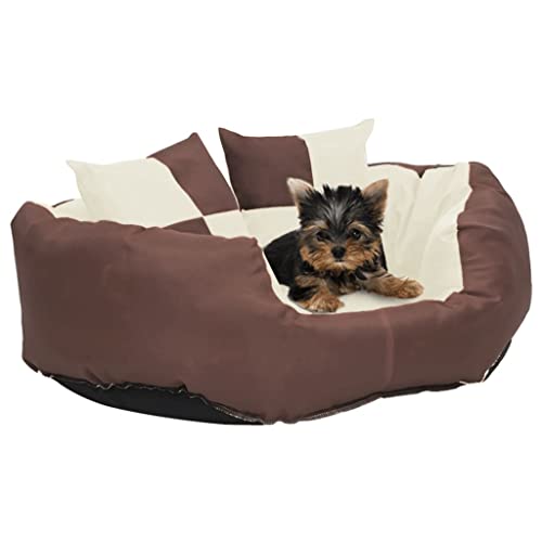 Sofa für Hunde, Hund, Hund, Bett für Hunde, Katzen, Haustiere, wendbar, waschbar, Braun und cremefarben, 65 x 50 x 20 cm von Keyur