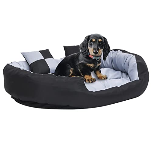 Sofa für Hunde, Hundebett, Hundebett, Katzenbett, wendbar, waschbar, für Hunde, Grau und Schwarz, 110 x 80 x 23 cm von Keyur
