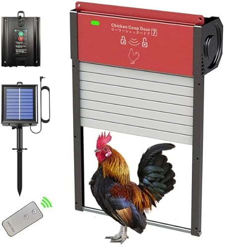 2023 New Aluminum Hühnerklappe Solar Rolltor, Automatische Hühnerklappe mit Lichtsensor, Timer, Verzögerungsoption, Fernbedienung, Hühnerklappe Türöffner für Sichere Hühnerhaltung von Keyzone