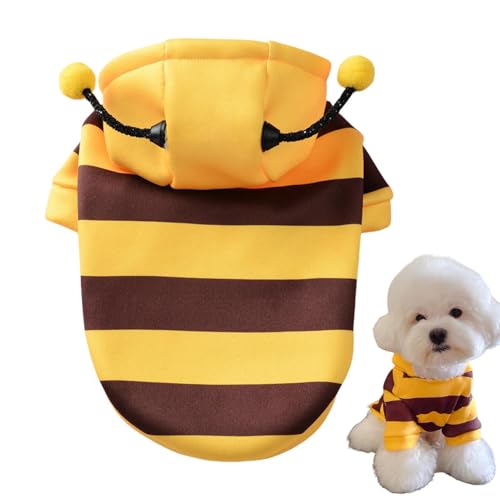 Kezvmhy Hunde-Bienenkostüm, Halloween-Kostüm für Haustiere, Halloween, Bienenkostüm, Kapuzenpullover – niedlicher Welpen-Kapuzenmantel, Haustier-Katze, Hund, Weihnachtskostüm von Kezvmhy