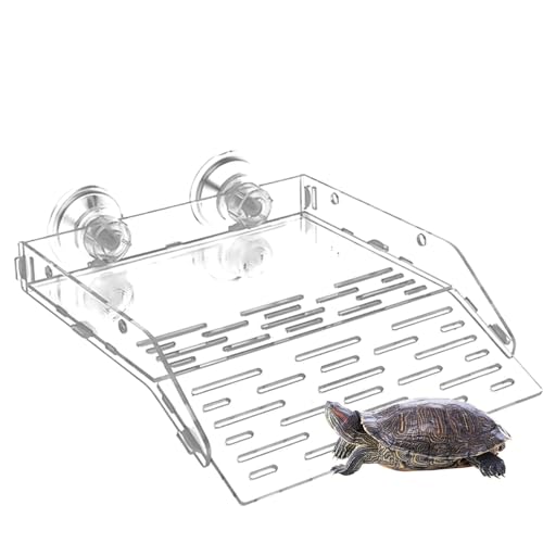 Kezvmhy Sea Turtle Sunshine Dock – Weit verbreitetes Reptilien-Break-Dock mit Haken für Meeresschildkröten, Ruheterrasse, Schildkröten-Baderampe, Acryl, klare Kletterrampe, Saugnapf, Sonnenrampe von Kezvmhy