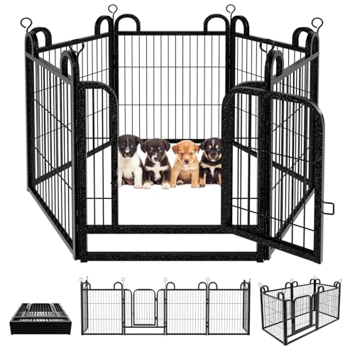 Kfvigoho Hunde-Laufstall für den Außenbereich, extra breit, 6 Paneele, robuster Hundezaun, 61 cm Höhe, rostfrei, mit Türen, tragbar für Wohnmobil, Camping, Hof, insgesamt 3 m, 3 m², schneeschwarz Kfvigoho Hunde-Laufstall für den Außenbereich, extra breit, 6 Paneele, robuster Hundezaun, 61 cm Höhe, rostfrei, mit Türen, tragbar für Wohnmobil, Camping, Hof, insgesamt 3 m, 3 m², schneeschwarz von Kfvigoho