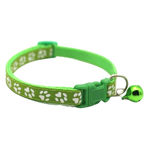 Modisches Katzenhalsband mit Glöckchen, leuchtende Farben, Pfotenabdruck, für Outdoor-Spaziergänge, Training von Kfwfuaee
