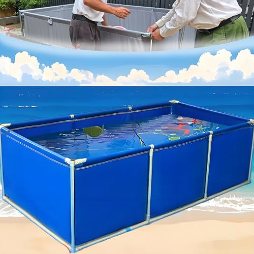 Kgfvesdc Faltbecken FüR Koi(H:0.5m),Segeltuch-Fischteich,VerschleißFest,AlterungsbestäNdig,ReißFest,FüR GewäChshauspflanzungen, Aquakultur Und Kinderschwimmbeckenspiele Verwendet Werden. von Kgfvesdc