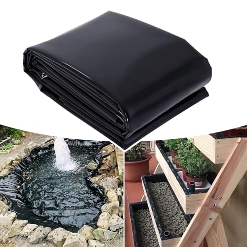 Kgfvesdc Flexible Teichplane, Gartenteich Teichplane Schwimmteich Folie, HDPE Teichfolie, hochelastische langlebige EPDM Folie 6x27m, wasserdichte Teichabdichtung für Koiteiche Brunnen Fischteiche von Kgfvesdc
