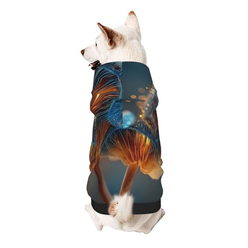 Fantasy Hunde-Kapuzenpullover mit leuchtendem Pilz, weich, atmungsaktiv, Haustierkleidung für kleine von Khkbnb