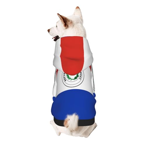 Hunde-Kapuzenpullover mit Flagge von Paraguay, weich, atmungsaktiv, Haustierkleidung für kleine von Khkbnb