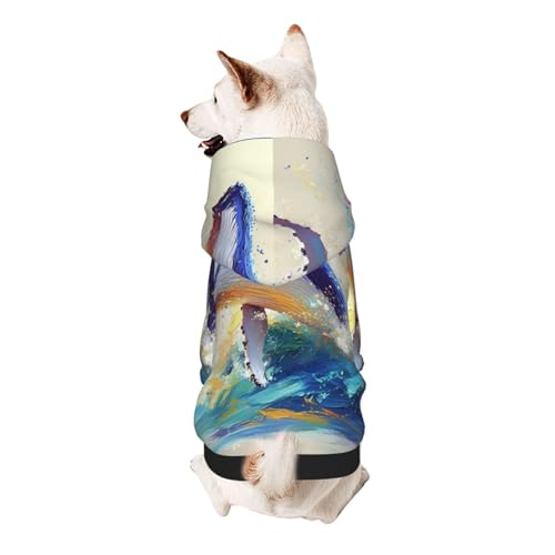 Hunde-Kapuzenpullover mit Motiv Buckelwal, für kleine, weiche, atmungsaktive Haustierkleidung für kleine Hunde von Khkbnb