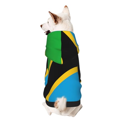 Hunde-Kapuzenpullover mit Tansania-Flagge, weich, atmungsaktiv, Haustierkleidung für kleine von Khkbnb