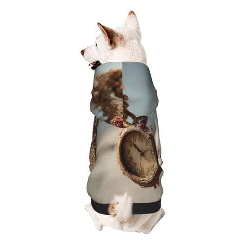 Hunde-Kapuzenpullover mit Vintage-Uhr für kleine, weiche, atmungsaktive Haustierkleidung für kleine von Khkbnb