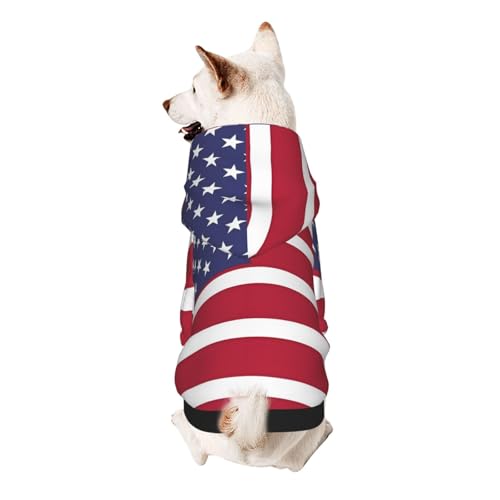 Hunde-Kapuzenpullover mit amerikanischer Flagge, weich, atmungsaktiv, Haustierkleidung für kleine von Khkbnb
