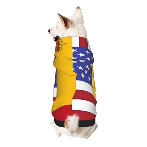 Hunde-Kapuzenpullover mit amerikanischer Spanien-Flagge, weich, atmungsaktiv, Haustierkleidung für kleine von Khkbnb