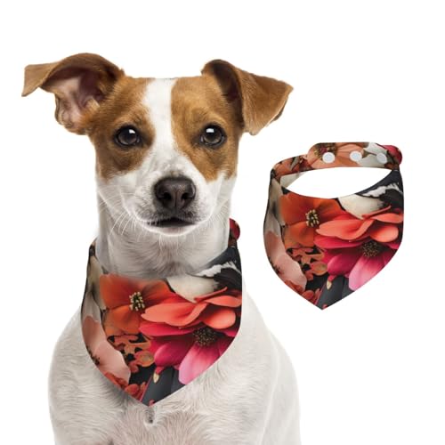 Hundehalstuch, Fantasy-Blumen, verstellbar, für Jungen und Mädchen, geeignet für Katzen und Hunde, Haustierzubehör von Khkbnb