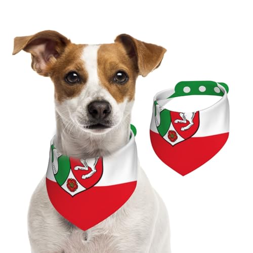 Hundehalstuch, Motiv: Flagge Nordrhein-Westfalen, verstellbar, für Jungen und Mädchen, geeignet für Katzen und Hunde, Haustierzubehör von Khkbnb