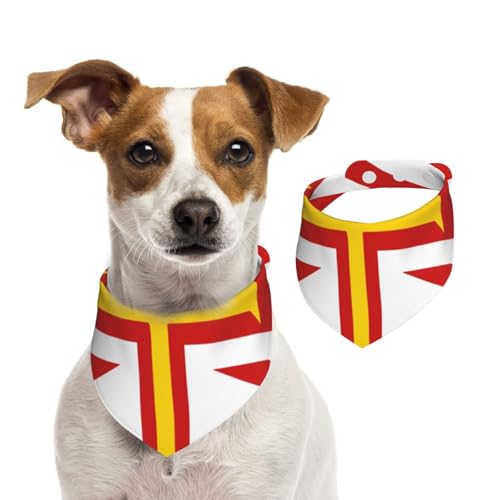 Hundehalstuch, Motiv: Flagge der Guernsey-Inseln, verstellbar, für Jungen und Mädchen, geeignet für Katzen und Hunde, Haustierzubehör von Khkbnb