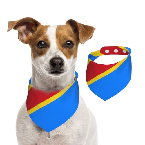 Hundehalstuch, Motiv: Flagge des Kongo, verstellbar, für Jungen und Mädchen, geeignet für Katzen und Hunde, Haustierzubehör von Khkbnb