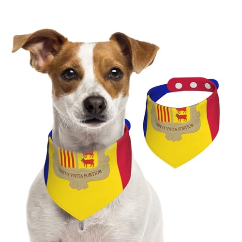Hundehalstuch, Motiv: Flagge von Andorra, verstellbar für Jungen und Mädchen, geeignet für Katzen und Hunde, Haustierzubehör von Khkbnb