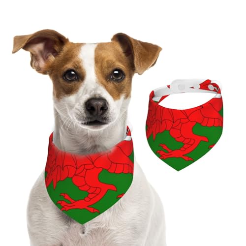 Hundehalstuch, Motiv: Flagge von Wales, verstellbar, für Jungen und Mädchen, geeignet für Katzen und Hunde, Haustierzubehör von Khkbnb