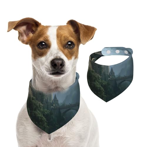 Hundehalstuch, Motiv: Schloss in den Bergen, verstellbar für Jungen und Mädchen, geeignet für Katzen und Hunde, Haustierzubehör von Khkbnb