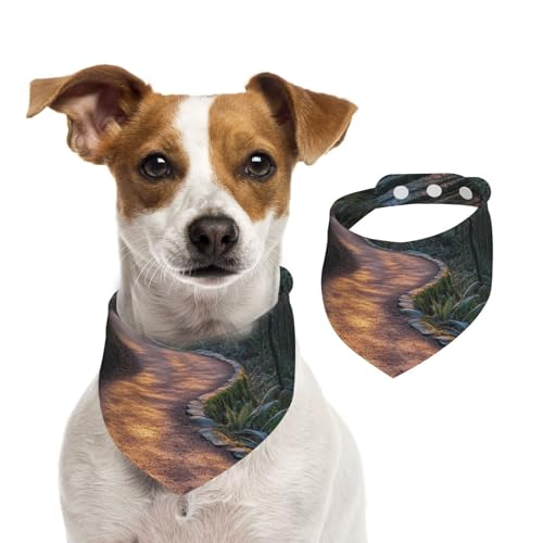 Hundehalstuch, Motiv: Sonnenuntergang, Bergwald, verstellbar, für Jungen und Mädchen, geeignet für Katzen und Hunde, Haustierzubehör von Khkbnb