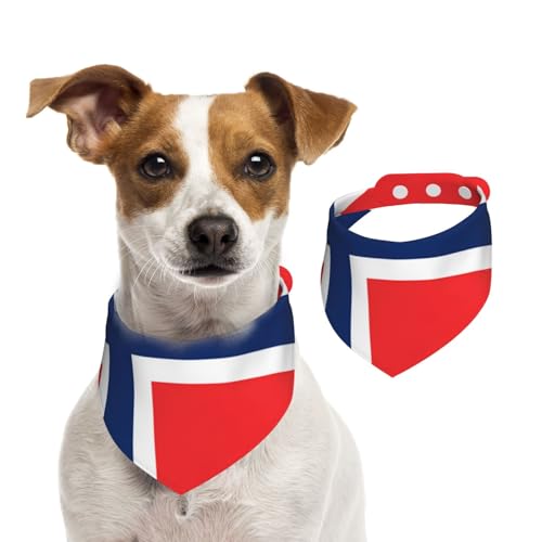 Hundehalstuch, Norwegische Flagge, verstellbar, für Jungen und Mädchen, geeignet für Katzen und Hunde, Haustierzubehör von Khkbnb