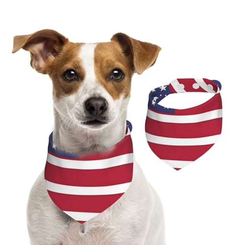 Hundehalstuch mit amerikanischer Flagge, verstellbar für Jungen und Mädchen, geeignet für Katzen und Hunde, Haustierzubehör von Khkbnb