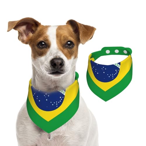 Hundehalstuch mit brasilianischer Flagge, verstellbar für Jungen und Mädchen, geeignet für Katzen und Hunde, Haustierzubehör von Khkbnb