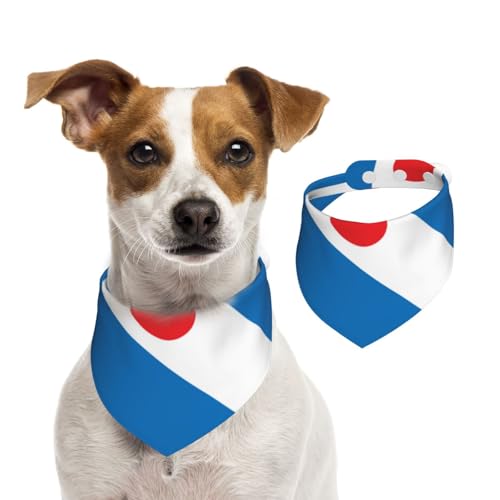 Hundehalstuch mit friesischer Flagge, verstellbar für Jungen und Mädchen, geeignet für Katzen und Hunde, Haustierzubehör von Khkbnb