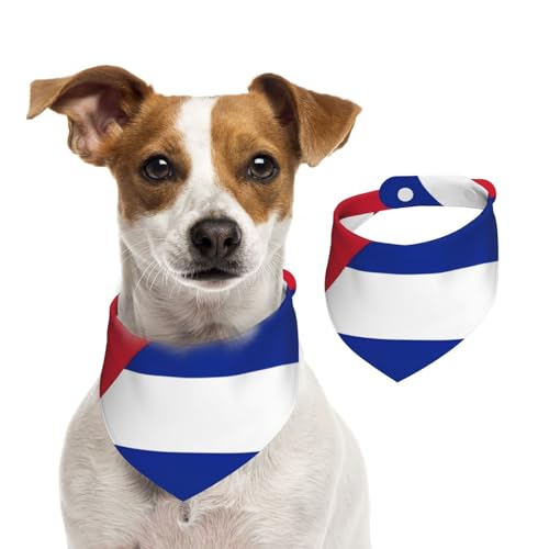 Hundehalstuch mit kubanischer Flagge, verstellbar für Jungen und Mädchen, geeignet für Katzen und Hunde, Haustierzubehör von Khkbnb