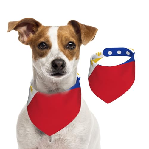 Hundehalstuch mit philippinischer Flagge, verstellbar, für Jungen und Mädchen, geeignet für Katzen und Hunde, Haustierzubehör von Khkbnb
