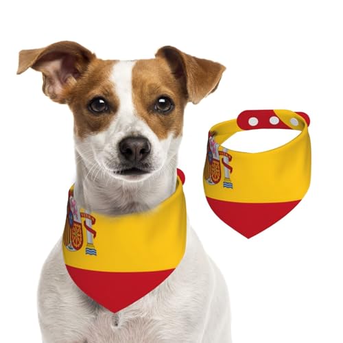 Hundehalstuch mit spanischer Flagge, verstellbar für Jungen und Mädchen, geeignet für Katzen und Hunde, Haustierzubehör von Khkbnb
