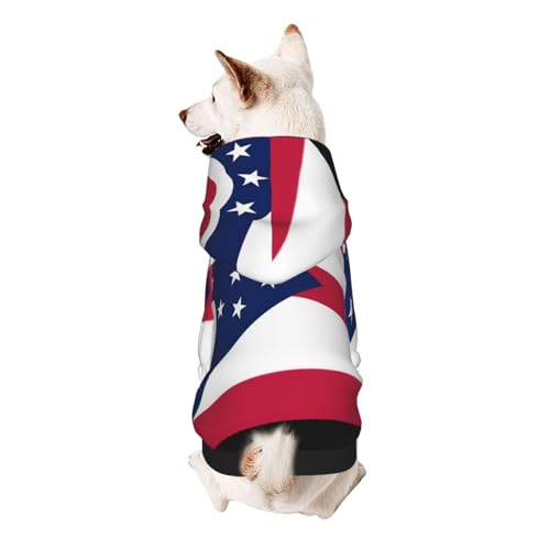 Ohio Hunde-Kapuzenpullover mit Bundesstaatsflagge, weich, atmungsaktiv, Haustierkleidung für kleine von Khkbnb