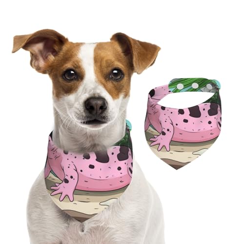 Rosa Salamander Hundehalstuch, verstellbar, für Jungen und Mädchen, geeignet für Katzen und Hunde, Haustierzubehör von Khkbnb