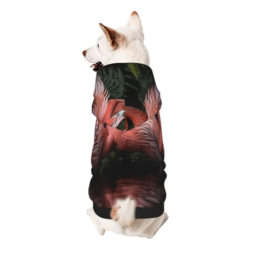 Symmetrischer Flamingo-Hunde-Kapuzenpullover für kleine, weiche, atmungsaktive Haustierkleidung für kleine Hunde von Khkbnb