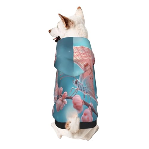 The Butterfly of Spring Hunde-Kapuzenpullover für kleine, weiche, atmungsaktive Haustierkleidung für kleine von Khkbnb