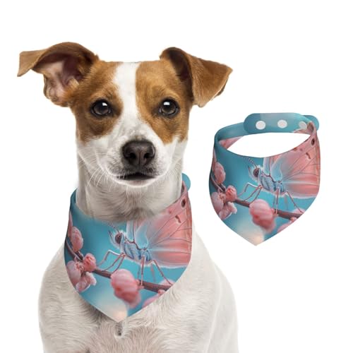 The Butterfly of Spring Hundehalstuch, verstellbar, für Jungen und Mädchen, geeignet für Katzen und Hunde, Haustierzubehör von Khkbnb