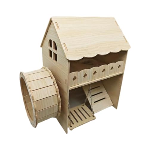 KiBcsLic 2 Lagiges Hamsterhaus Aus Holz, Lustiges Käfigzubehör für Rennmäuse, Kleintiere KiBcsLic 2 Lagiges Hamsterhaus Aus Holz, Lustiges Käfigzubehör für Rennmäuse, Kleintiere von KiBcsLic
