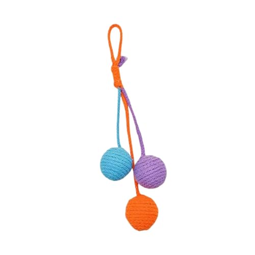 KiBcsLic 3 Stück Sisalball Seilball Spielball Haustierspielzeug Kratzball Handgefertigtes Hängespielzeug zur Befriedigung des Jagdinstinkts für Hauskatzen, Lila Blau Orange von KiBcsLic
