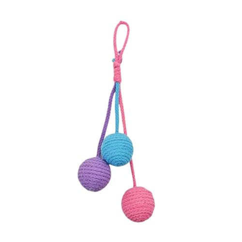 KiBcsLic 3 Stück Sisalball Seilball Spielball Haustierspielzeug Kratzball Handgefertigtes Hängespielzeug zur Befriedigung des Jagdinstinkts für Hauskatzen, Rosa Blau Lila von KiBcsLic