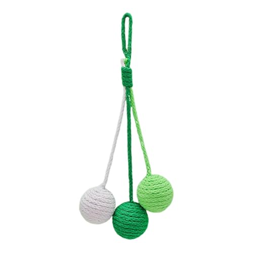 KiBcsLic 3 Stück Sisalball Seilball Spielball Haustierspielzeug Kratzball Handgefertigtes Hängespielzeug zur Befriedigung des Jagdinstinkts für Hauskatzen, Weiß Grün von KiBcsLic
