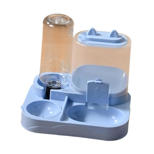 KiBcsLic Automatischer Futterspender für Haustiere mit Kombinierter Futterschale Wasserspender Futtercontainer Futtervorratsbehälter in Abnehmbarer Ausführung, Blau von KiBcsLic